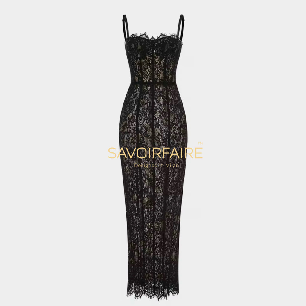 Vestito Pizzo Nero Imperiale