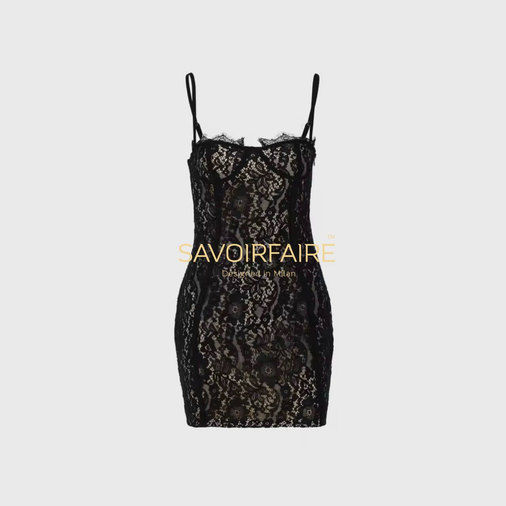Vestito Pizzo Nero Imperiale Corto