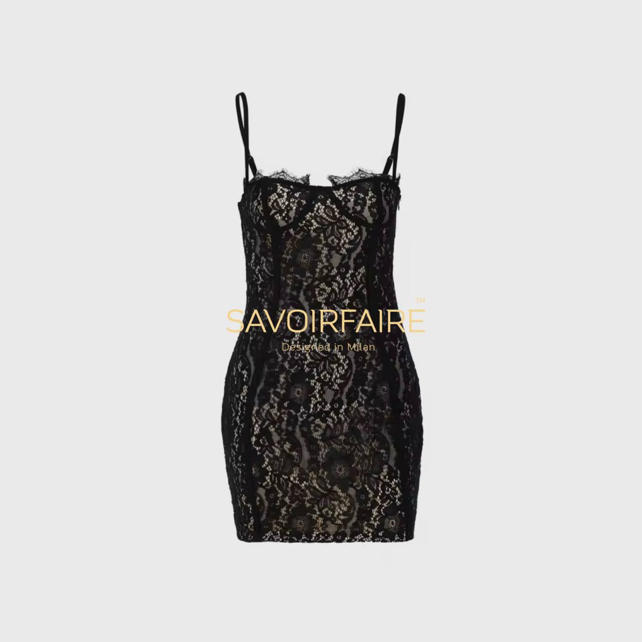 Vestito Pizzo Nero Imperiale Corto